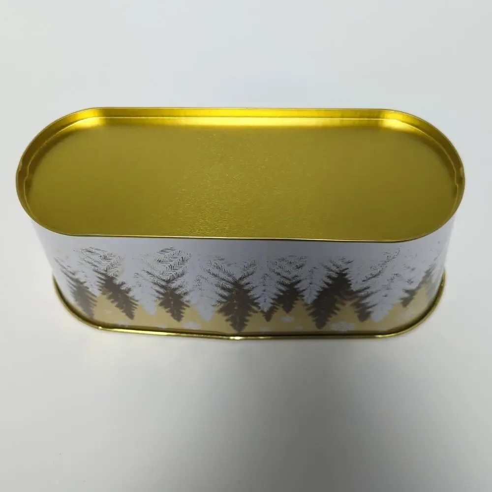 Winter Forest Oval Metal Planter, Centerpiece or Gift Basket Container